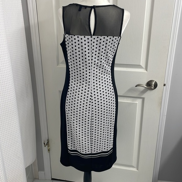 Picadilly Sleeveless Lite Grey/Black Sheath Dress Sheer shoulders & Back Sz.M - Picture 4 of 14